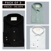 Shirt Happens: 3-Pack Men’s Stylish Formal Shirts – 100% Cotton, Full Sleeves with Pockets (FS-73)